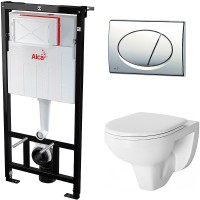 Комплект унитаза Damixa Jupiter DX77C1738SC с инсталляцией Alcaplast Sadromodul AM101/1120-3:1 RU M71-0001 с сиденьем Микролифт и клавишей смыва Хром фарфор подвесной