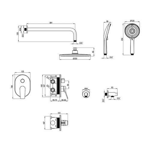Душевая система Lemark Ortus LM11329C цвет Хром