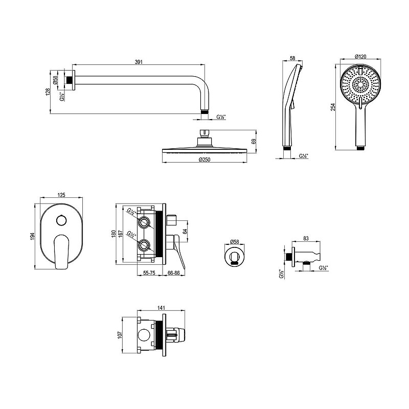Душевая система Lemark Ortus LM11329C цвет Хром