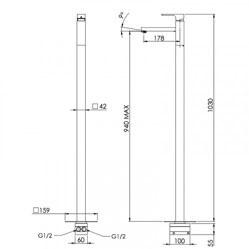 Смеситель для раковины Remer Absolute AU18BG Золото брашированное латунь на пол