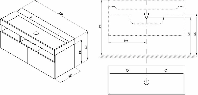 Тумба под раковину Ravak SD Natural 120 X000001053 подвесная Белая глянцевая МДФ / ЛДСП