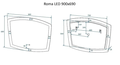 Зеркало Art&amp;Max Roma 90 AM-Rom-900-700-DS-F с подсветкой с сенсорным выключателем