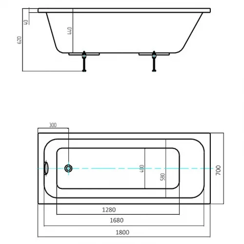 Акриловая ванна Aquatek Eco-friendly Мия 180x70 MIY180-0000007 без панелей, каркаса и слив-перелива