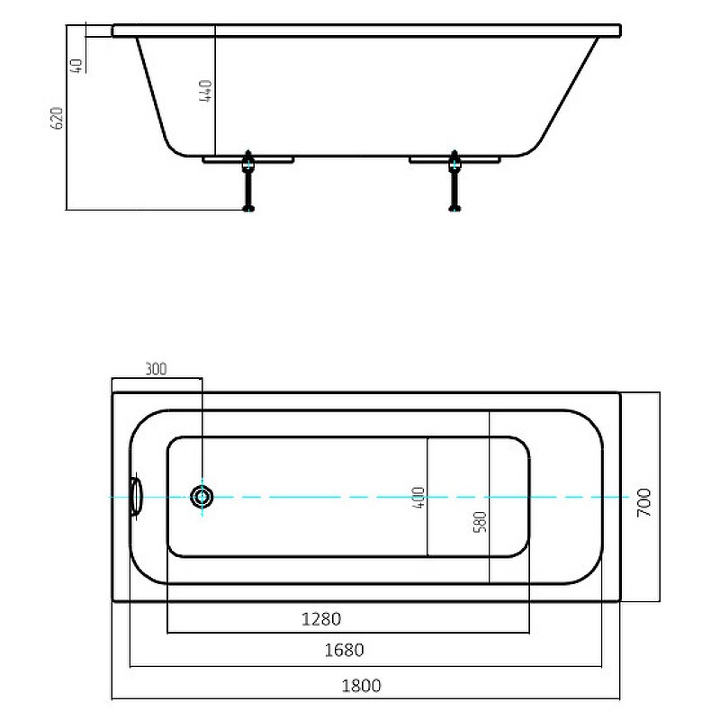 Акриловая ванна Aquatek Eco-friendly Мия 180x70 MIY180-0000007 без панелей, каркаса и слив-перелива