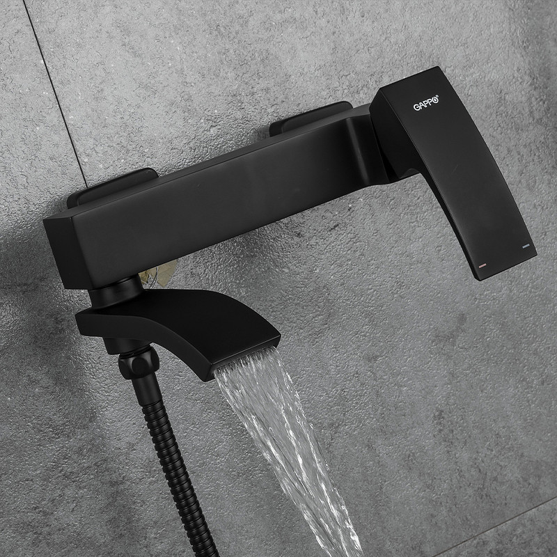 Смеситель для ванны Gappo G07-6 G3207-6 Черный матовый латунь на стену