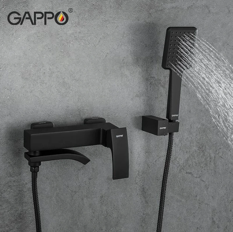 Смеситель для ванны Gappo G07-6 G3207-6 Черный матовый латунь на стену