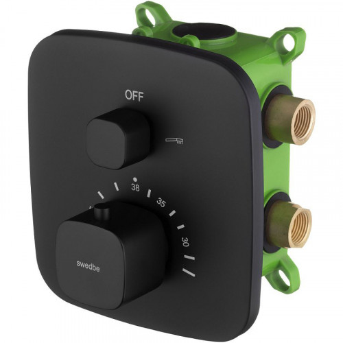 Смеситель для душа Swedbe Platta 9031B с термостатом Черный матовый латунь встраиваемый