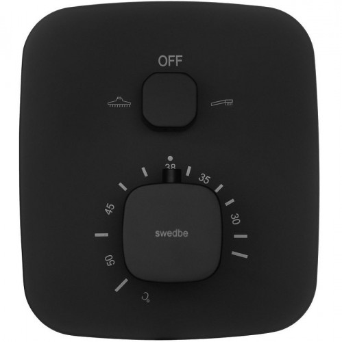 Смеситель для душа Swedbe Platta 9031B с термостатом Черный матовый латунь встраиваемый