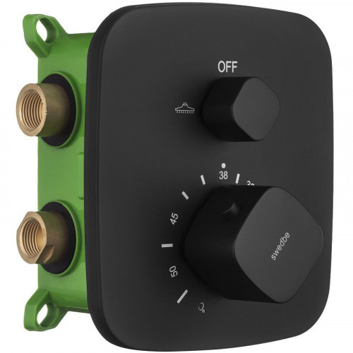 Смеситель для душа Swedbe Platta 9031B с термостатом Черный матовый латунь встраиваемый