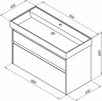 Тумба под раковину Aquanet Nova Lite Slim Synergy 100 249941 подвесная Дуб рошелье МДФ / ЛДСП