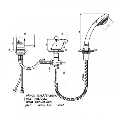 Смеситель на борт ванны Rav Slezak Dunaj Termostat DT270.5SZ с термостатом Золото латунь