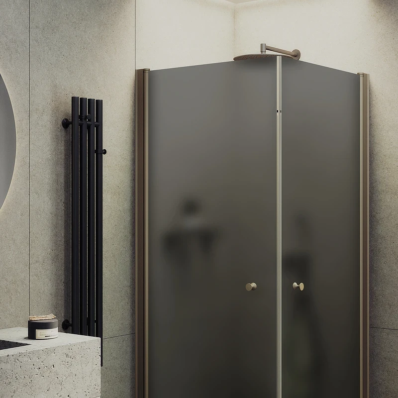 Душевой уголок Maybah Glass MGY-1295-2 800x800x1980 на монопетлях Бронза стекло графитовое матовое