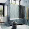 Шторка для ванны Maybah Glass MGV-650-3 405х1400 поворотная на петлях Золото стекло графитовое