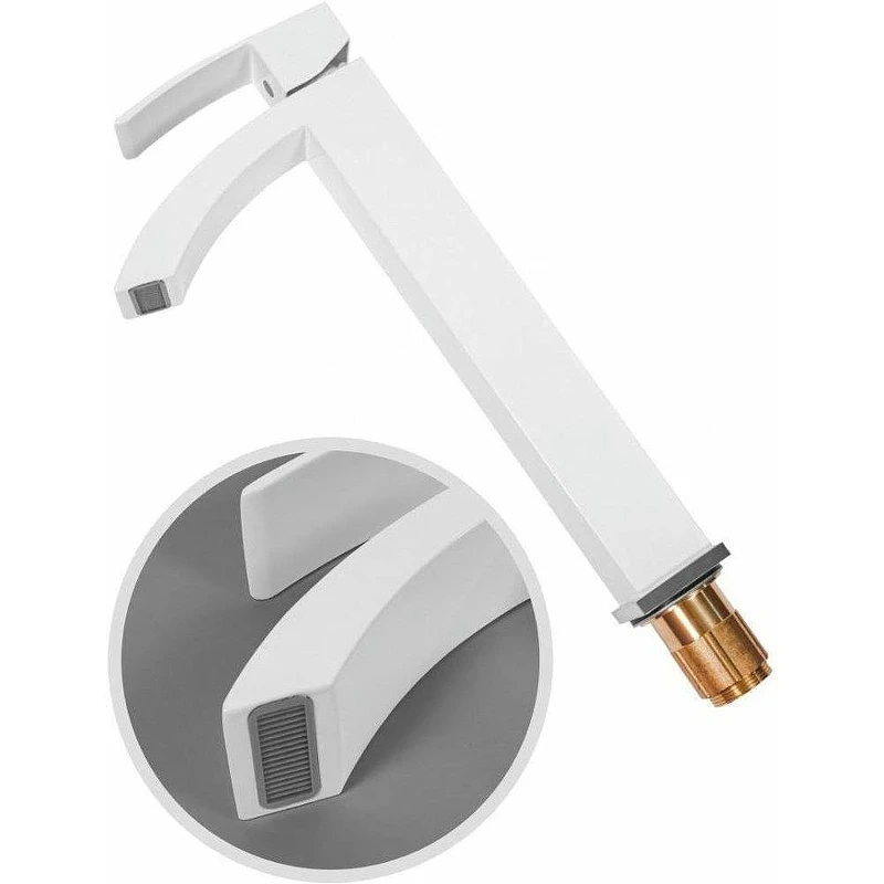 Смеситель для раковины Hansberge Cubito H2077W цвет Белый Хром