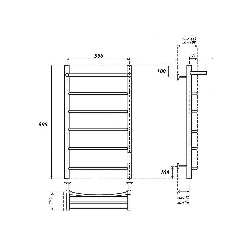 Электрический полотенцесушитель APEXTERMO Corona 800x500 CR01185WM с полкой цвет Белый матовый
