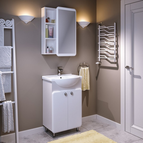 Тумба под раковину Runo Капри 55 УТ000003778 Белая МДФ / ЛДСП