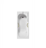 Чугунная ванна Vinsent Veron Aura 150x75 VAU1507542H/VH0015GD-AS цвет Белый с дугообразными золотыми ручками и антискользящим покрытием