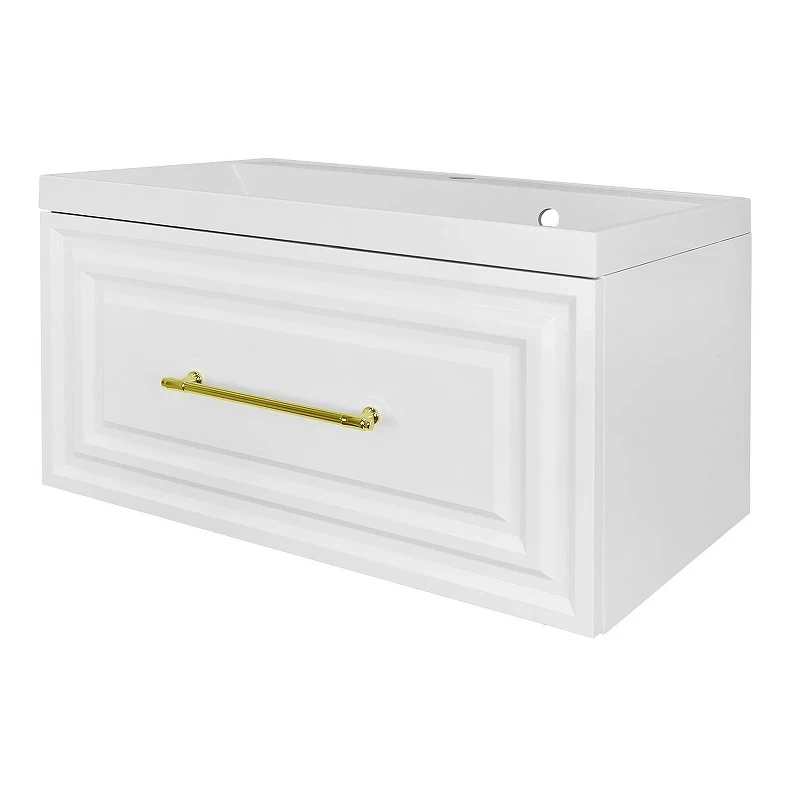 Тумба с раковиной Azario Laura 80 CS00104009 подвесная цвет Белый глянцевый