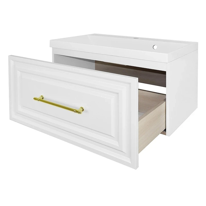Тумба с раковиной Azario Laura 80 CS00104009 подвесная цвет Белый глянцевый