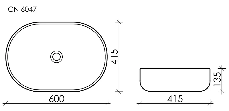 Раковина-чаша Ceramicanova Element 60 CN6047 Белая фарфор накладная