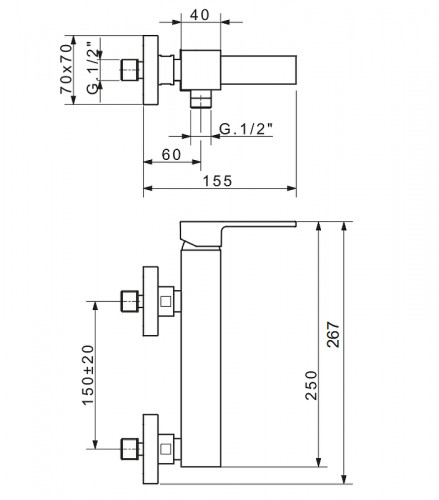 Смеситель для душа Migliore Kvant 18773 Хром латунь на стену