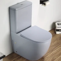 Унитаз компакт CeramaLux 2166XMHL Голубой матовый с бачком и сиденьем Микролифт фаянс напольный