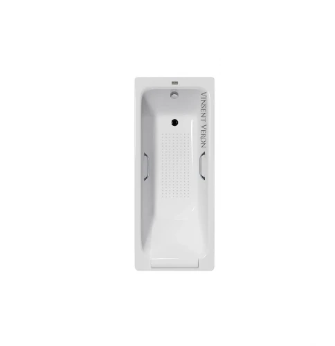Чугунная ванна Vinsent Veron Italon 170x70 VIT1707045H/VH0012CH-AS цвет Белый с квадратными хромированнами ручками и антискользящим покрытием