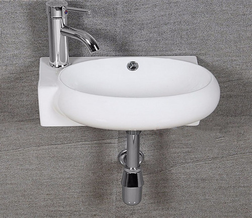 Раковина CeramaLux 43 9100R Белая фаянс подвесная