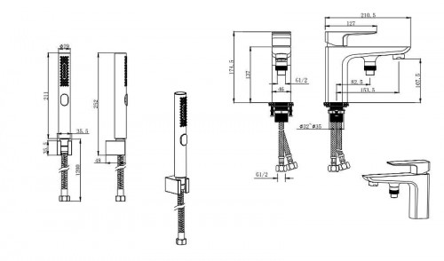 Смеситель на борт ванны Aquatek Вега AQ1044BGM цвет Оружейная сталь