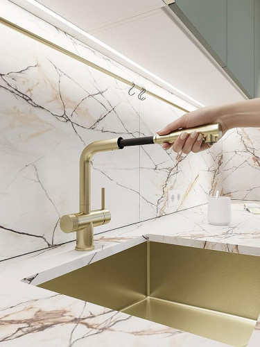 Смеситель для кухни Emar PVD ЕС - 7026 цвет Matt Gold