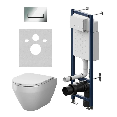 Унитаз с инсталляцией AM.PM Spirit V2.0 Aquaspin IS110351.701900 цвет Белый с сиденьем Микролифт и клавишей смыва цвет Хром глянцевый