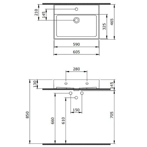 Раковина Berges Ego 60 182003 Белая глянцевая фарфор подвесная, накладная