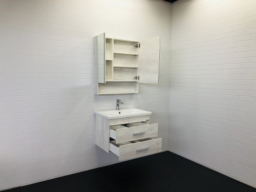 Зеркальный шкаф Comforty Никосия 70 00-00006163 Дуб белый МДФ / ЛДСП, стекло