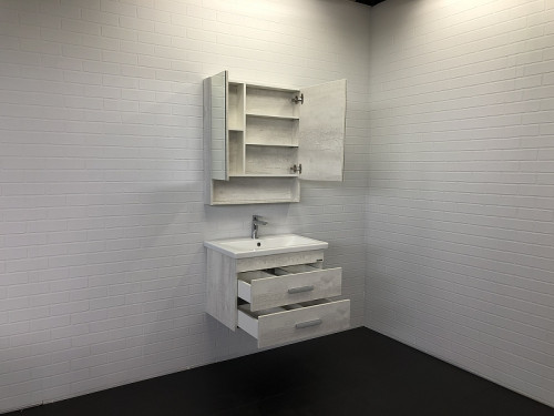 Зеркальный шкаф Comforty Никосия 70 00-00006163 Дуб белый МДФ / ЛДСП, стекло