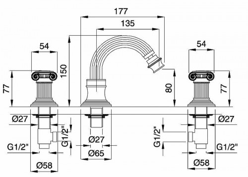 Смеситель для биде Cezares Olimp BBS2 OLIMP-BBS2-01-O Хром латунь