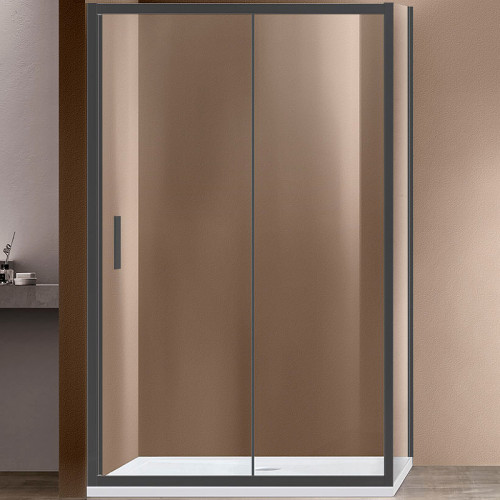 Душевой уголок Vincea Garda 140x80 VSR-1G8014CLGM профиль Вороненая сталь стекло прозрачное