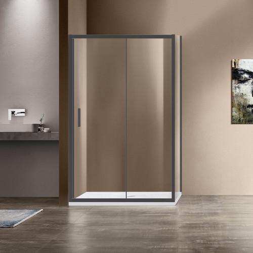 Душевой уголок Vincea Garda 140x80 VSR-1G8014CLGM профиль Вороненая сталь стекло прозрачное
