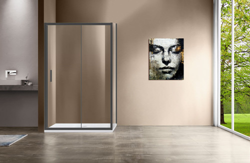 Душевой уголок Vincea Garda 140x80 VSR-1G8014CLGM профиль Вороненая сталь стекло прозрачное