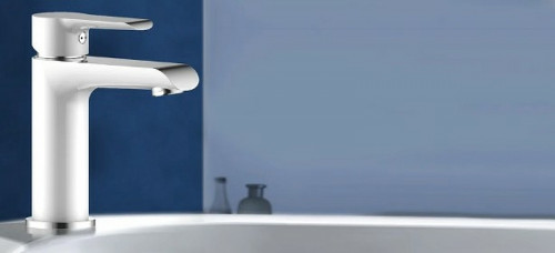 Смеситель для раковины Rossinka W35-12 Белый Хром латунь