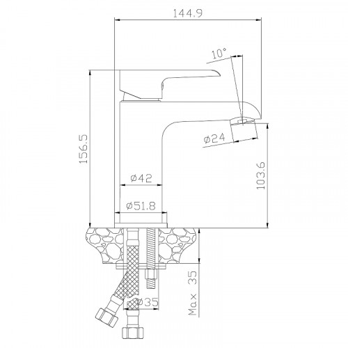 Смеситель для раковины Rossinka W35-12 Белый Хром латунь