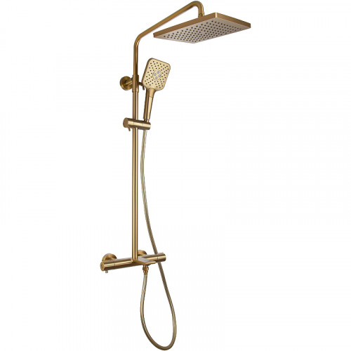 Душевая система Kaiser Serio 05382-3 с термостатом Шлифованное золото латунь на стену