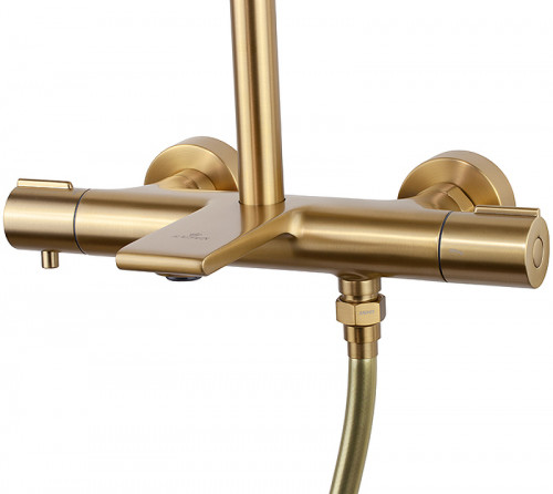 Душевая система Kaiser Serio 05382-3 с термостатом Шлифованное золото латунь на стену