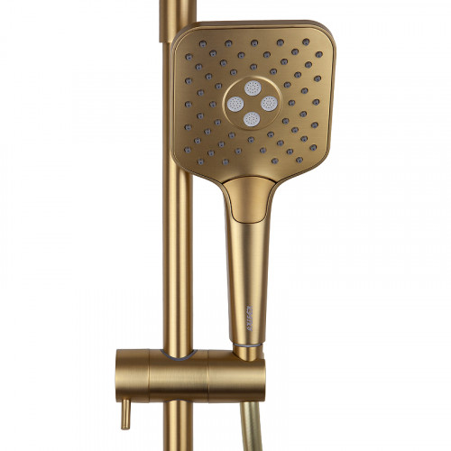Душевая система Kaiser Serio 05382-3 с термостатом Шлифованное золото латунь на стену