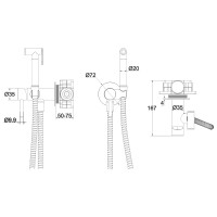 Гигиенический душ со смесителем Whitecross Y brushed nickel SYSYBI2NIB Брашированный никель латунь встраиваемый