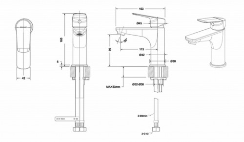 Смеситель для раковины Bravat Rhein F1429564CP-9-ENG Хром