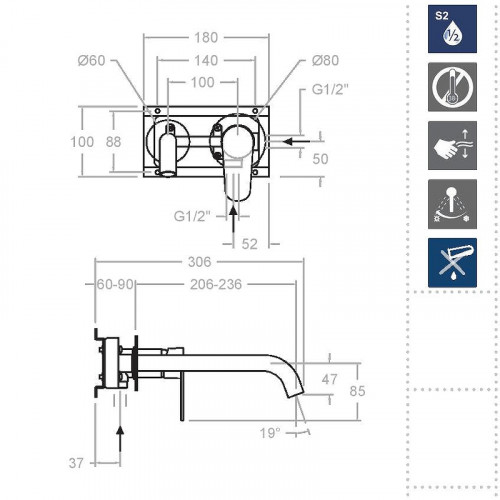Смеситель для раковины Ramonsoler Alexia 362103NC Никель брашированный