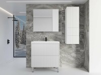 Зеркальный шкаф Style Line Стокгольм 70 ЛС-00002322 Белый рифленый софт МДФ / ЛДСП, стекло