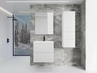 Зеркальный шкаф Style Line Стокгольм 70 ЛС-00002322 Белый рифленый софт МДФ / ЛДСП, стекло