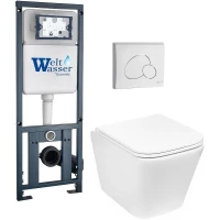 Комплект унитаза с инсталляцией WeltWasser MARBERG 410 + GELBACH 043 MT-WT + MAR 410 RD GL-WT 10000011912 цвет Белый глянцевый с сиденьем Микролифт и клавишей смыва цвет Белый глянцевый