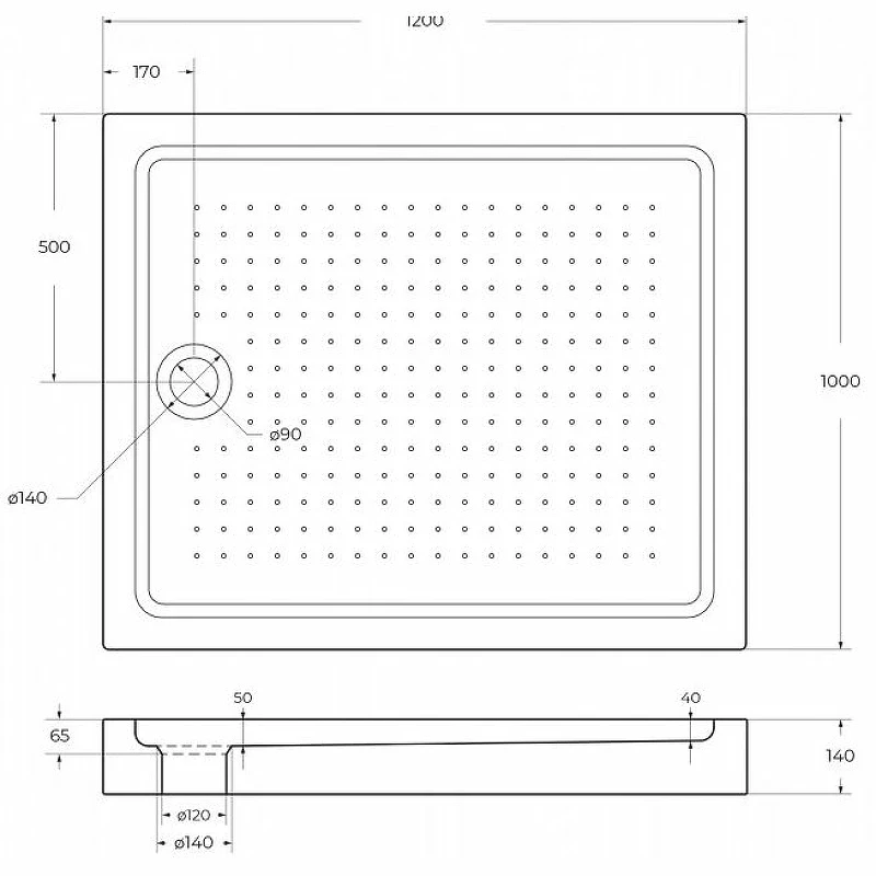 Акриловый поддон для душа BelBagno Tray 120x100 TRAY-BB-AH-120/100-15-W Белый